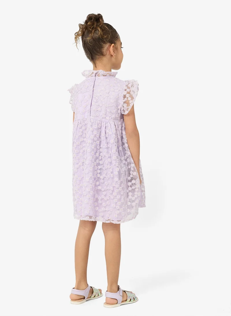 Pinata  Purple Daisy Textured Lace Dress for Women | Best Price UAE